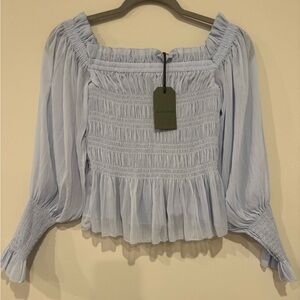NWT all saints gentle lavender (light baby blue) Lara long sleeve blouse top